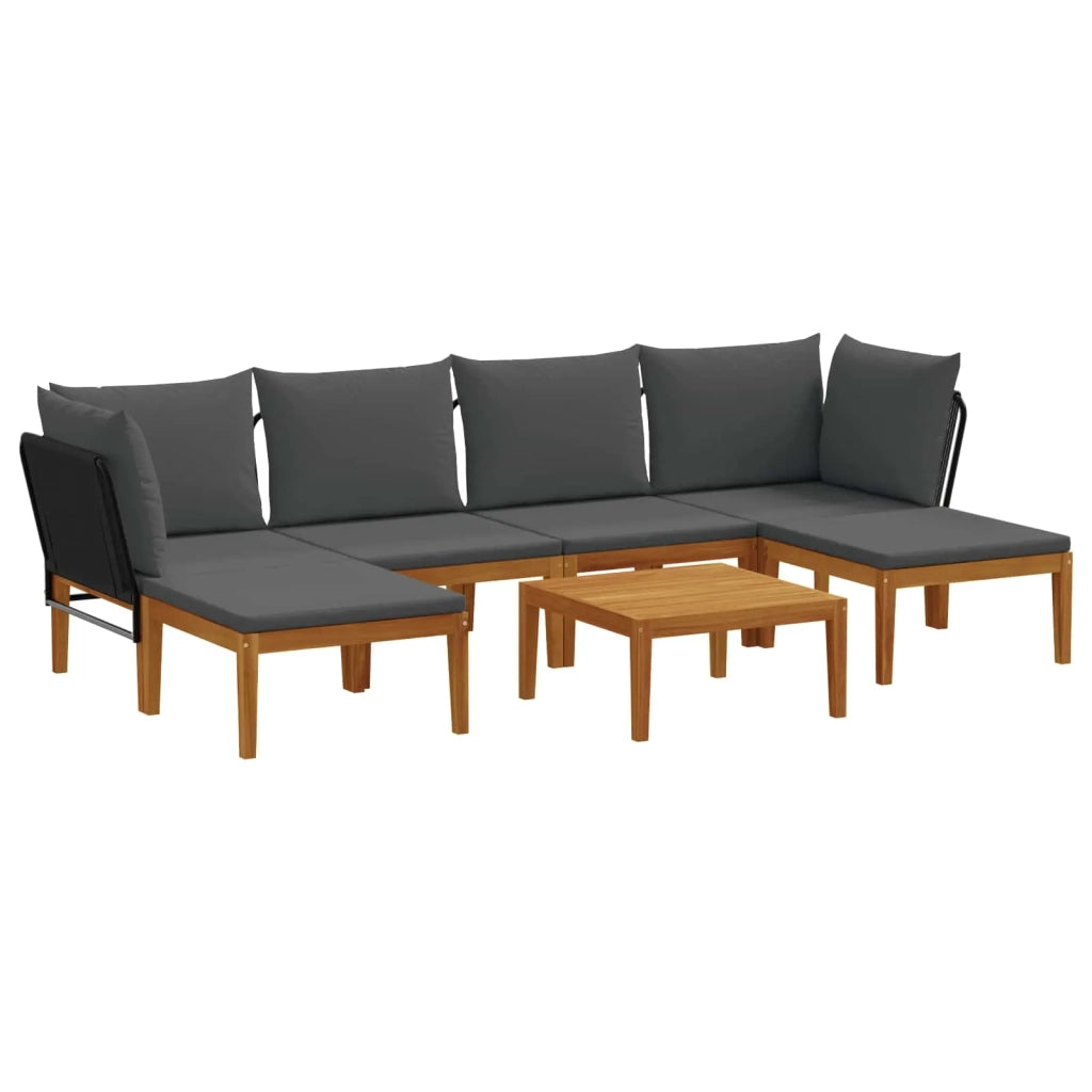 7 pcs Legno massiccio di acacia e corda Naturale 3407755