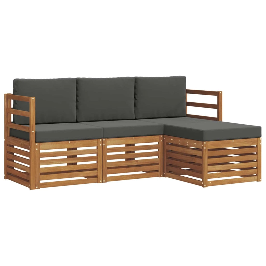 Set di divani da esterno con cuscino 4 pcs Naturale e Antracite