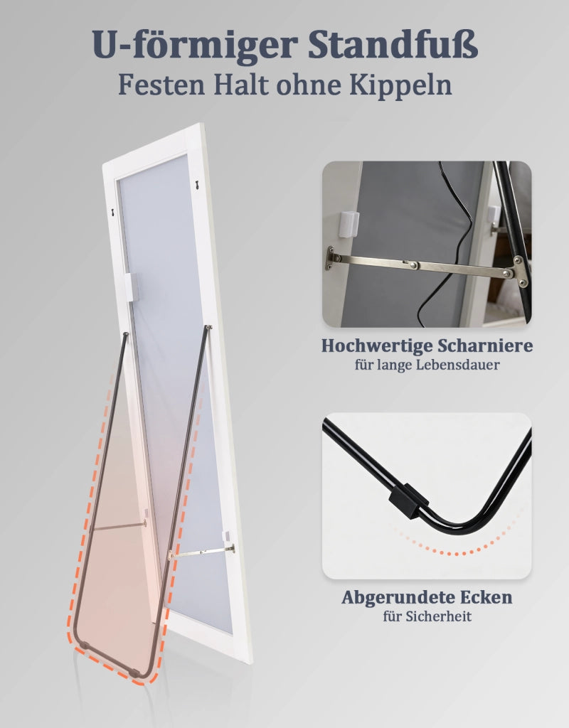 ZMH Specchio a figura intera Illuminato 150cm Specchio da Terra e Parete Full Length Standing Mirror