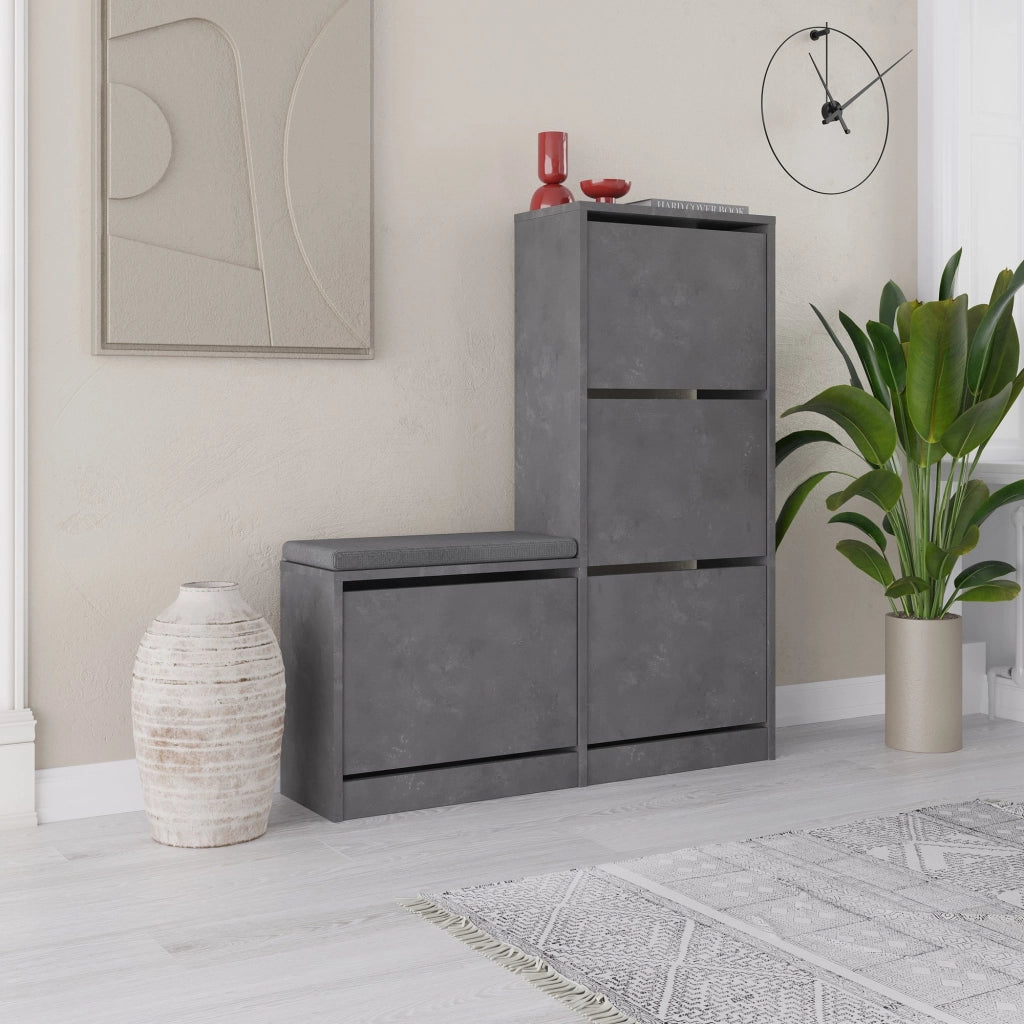 Scarpiera in legno "Dude" - 105 x 26 x 118 cm - Grigio