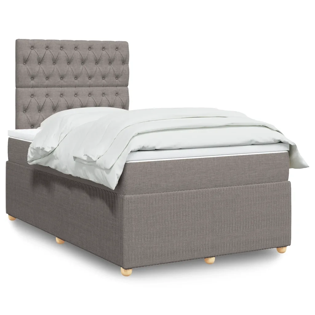 vidaXL Giroletto a Molle con Materasso Tortora 120x200 cm in Tessuto