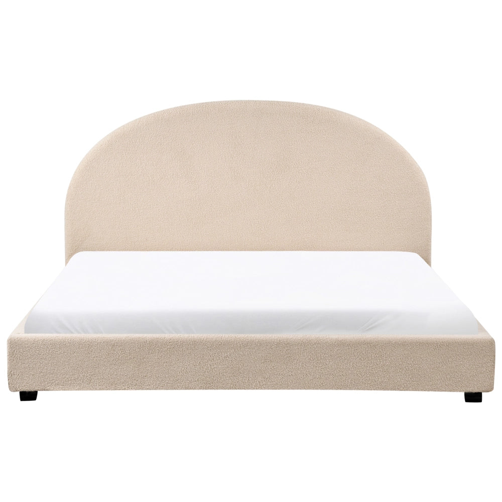 Letto matrimoniale ad acqua in tessuto bouclè beige 180 x 200 cm retrò minimalista