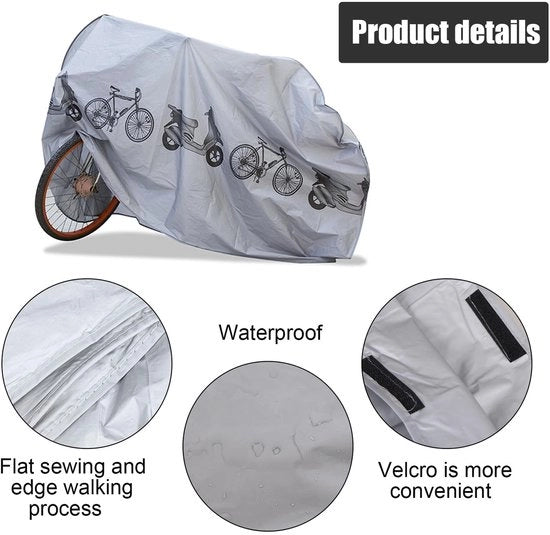 Calzamano per Bicicletta Acqua-Resistente - Calzamano per 1 Bicicletta - Calzamano per 2 Biciclette - Calzamano per Bicicletta Elettrica - Protezione UV - 210 cm x 100 cm - Sacchetto per Bicicletta