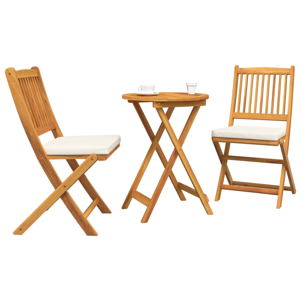 Set Bistro Giardino 3 Pezzi in Legno Massello di Acacia