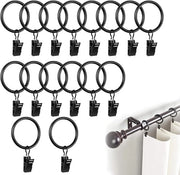 Giradischi a 25 mm - 16 pezzi - Fissi metallici per tende - Anelli con clip - Adatti per tende - Nero
