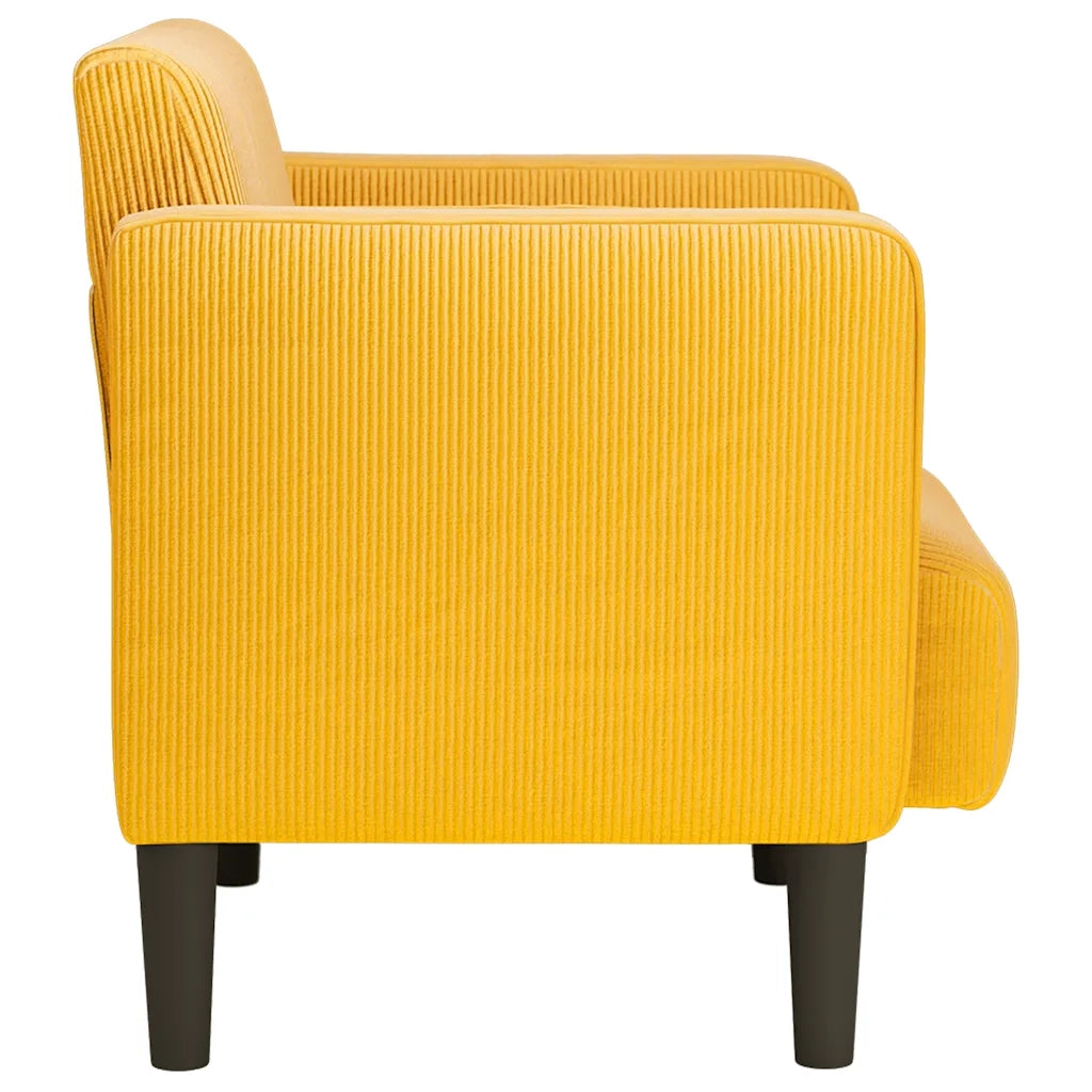 Divano Sedia con Braccioli Giallo Chiaro 54 cm Tessuto a Coste 4100521