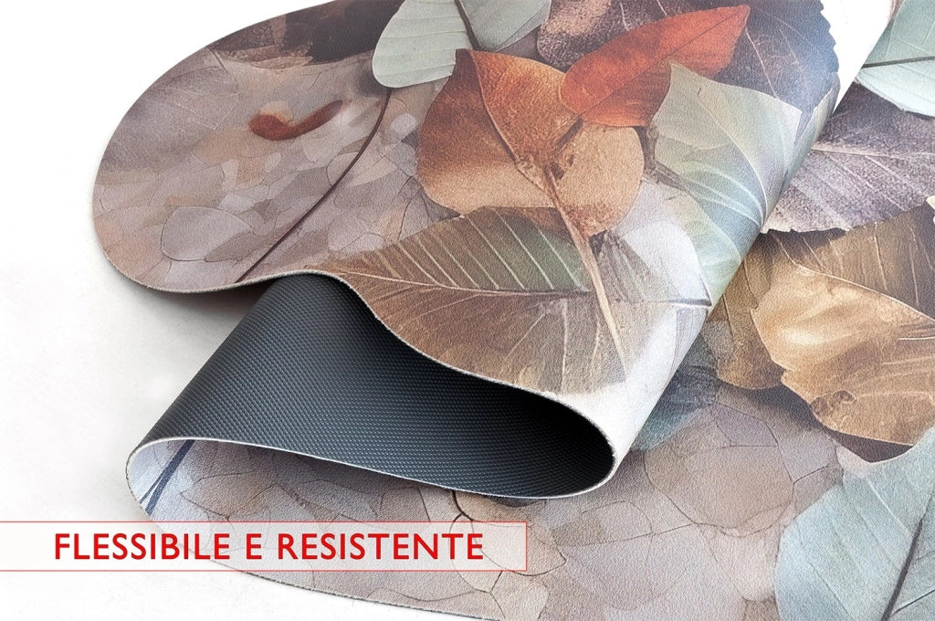 Tappeto Cucina Pvc Stampa Digitale HD Foglie Colorate Antiscivolo Lavabile Antimacchia 50x120 cm