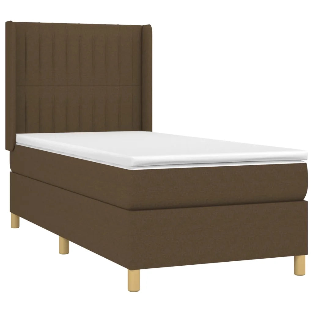 Letto a Molle Materasso e LED Marrone Scuro 80x200cm in Tessuto cod mxl 57874