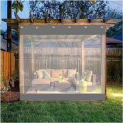 Scheidini in PVC trasparenti con occhielli, tende da esterno con pannelli di vetro 0,5 mm trasparenti per padiglioni, pergole, balconi, giardini, garage, annessi (colore: grigio, misura: 2,5 x 2,5 m/8,2 x 8,2 ft)