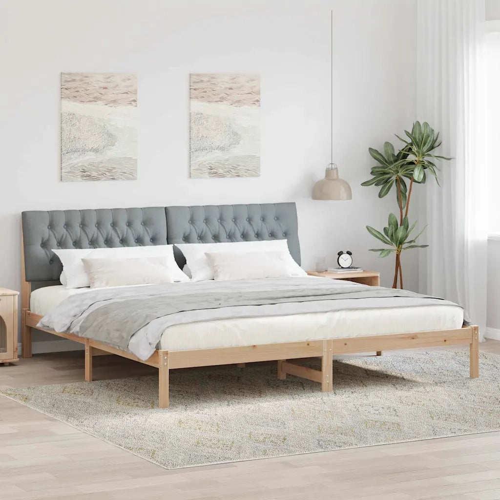 Letto con Testiera Rivestita con testiera Marrone 200 x 200 cm 3394378