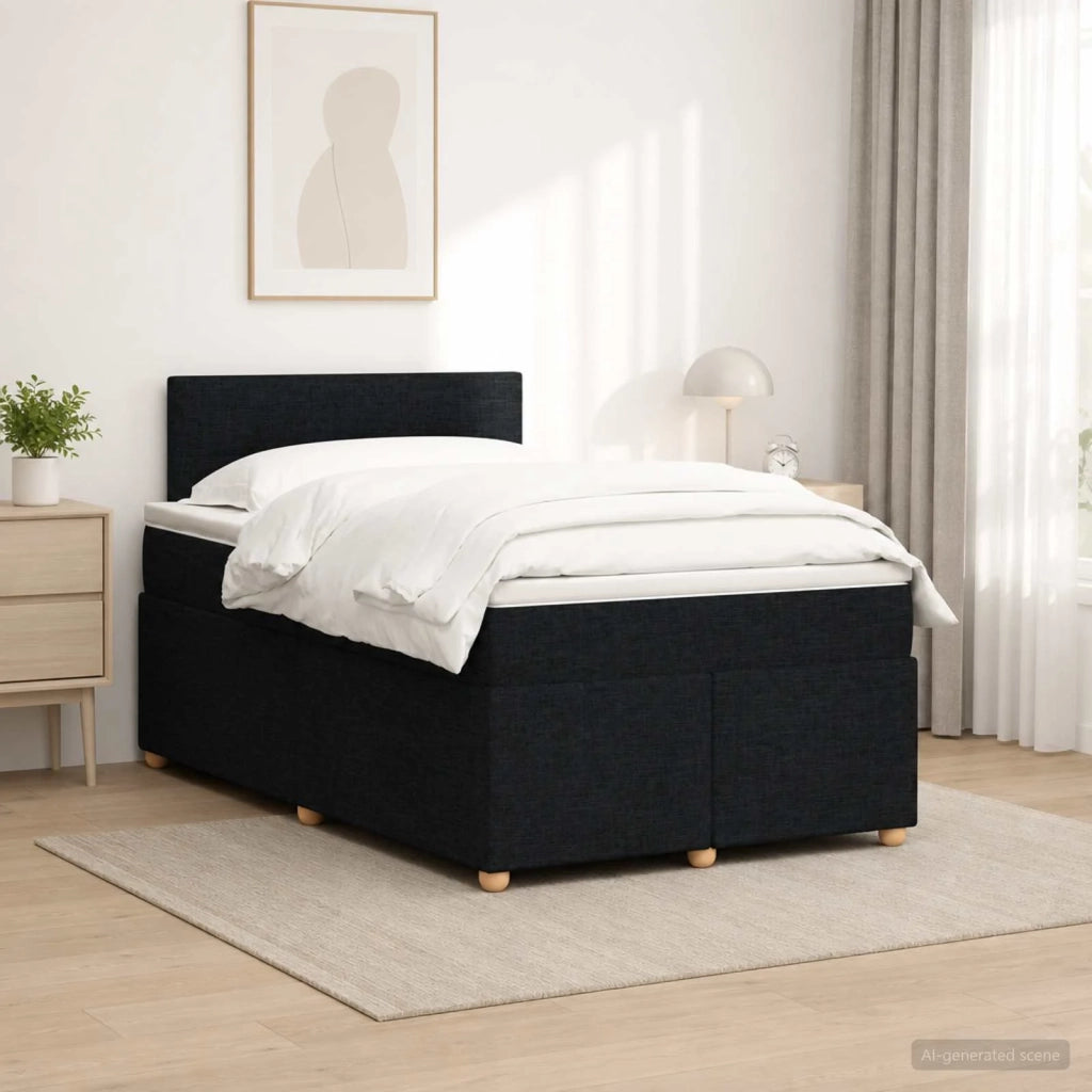 Letto box spring con materasso Nero 120 x 200 cm Tessuto 3452396