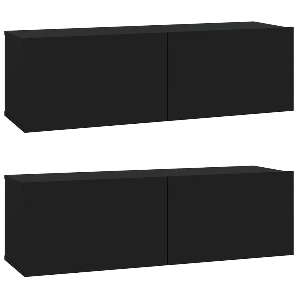 Mobili TV a parete scaffale per televisione multimediale credenza televisione sala da pranzo soggiorno camera da letto 2 pezzi 100 x 30 x 30 cm legno composito nero 02_0028899