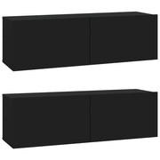 Mobili TV a parete scaffale per televisione multimediale credenza televisione sala da pranzo soggiorno camera da letto 2 pezzi 100 x 30 x 30 cm legno composito nero 02_0028899