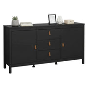 Credenza Whitney, Buffet da soggiorno, Madia da salotto, Dispensa da cucina, 151x38 h80 cm, Nero