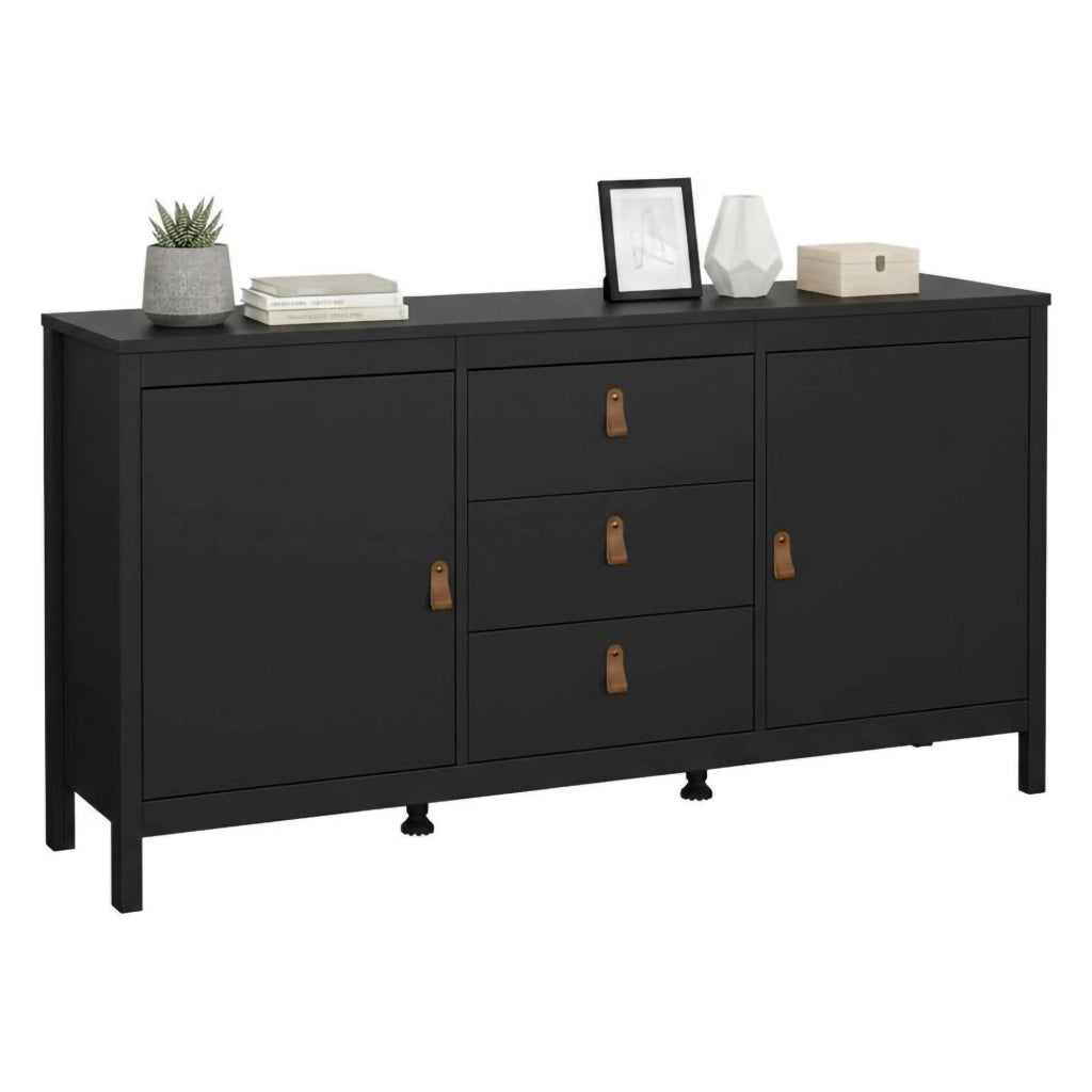 Credenza Whitney, Buffet da soggiorno, Madia da salotto, Dispensa da cucina, 151x38 h80 cm, Nero