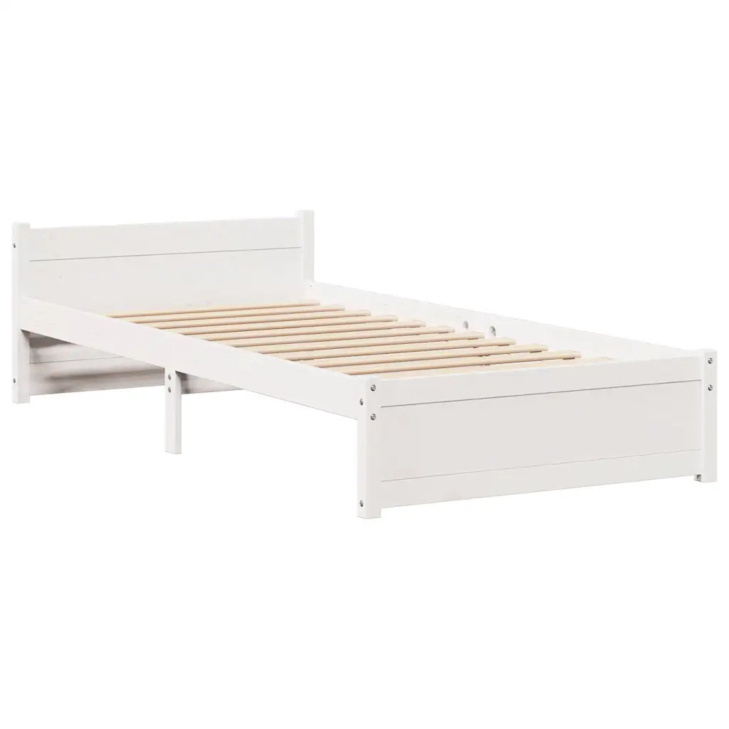 Giroletto con Testiera senza Materasso-Struttura Letto Bianco 90x190 cm 667994