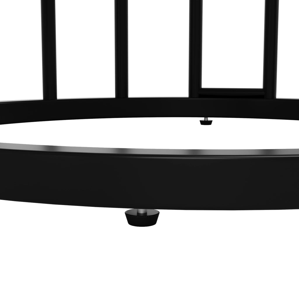 Tavolo da pranzo rotondo 80x80x76 cm con vano inferiore; MDF effetto marmo nero