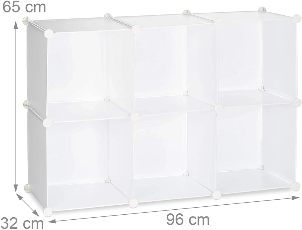 Scaffale modulare in plastica a 6 scomparti montaggio fai da te libreria a incastro bianco 13_0001188