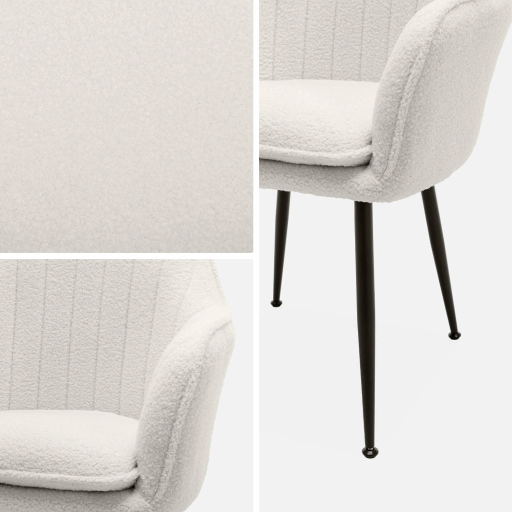 Set 2 poltrone bouclé, gambe in metallo, bouclé bianco