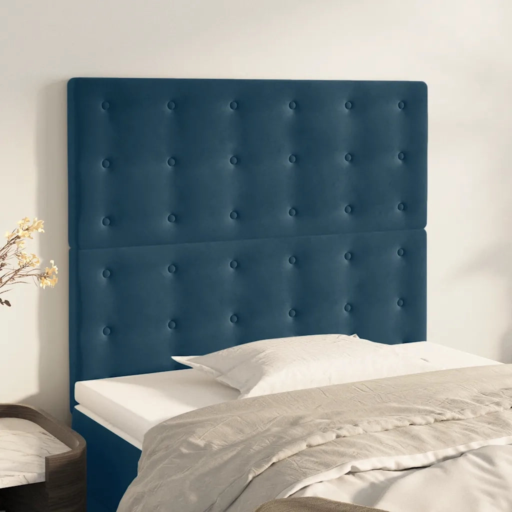 Testiera-Testata-Testiera Decorativa Blu Scuro 80x5x118/128 cm Velluto 569202