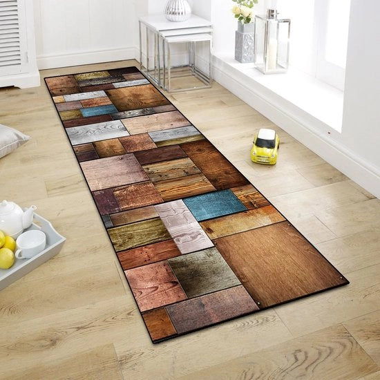 Tappeto portatile per cucina tappeto per cucina tappeto antiscivolo per cucina lavabile tappeto per soggiorno, 80x200cm con finitura in legno