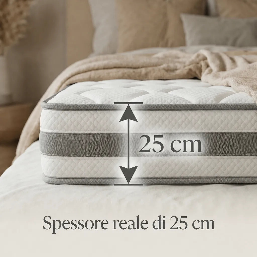 Materasso a Molle Insacchettate 7 Zone con Comfort Foam Rigidità H4 140x200x25 cm; Bianco