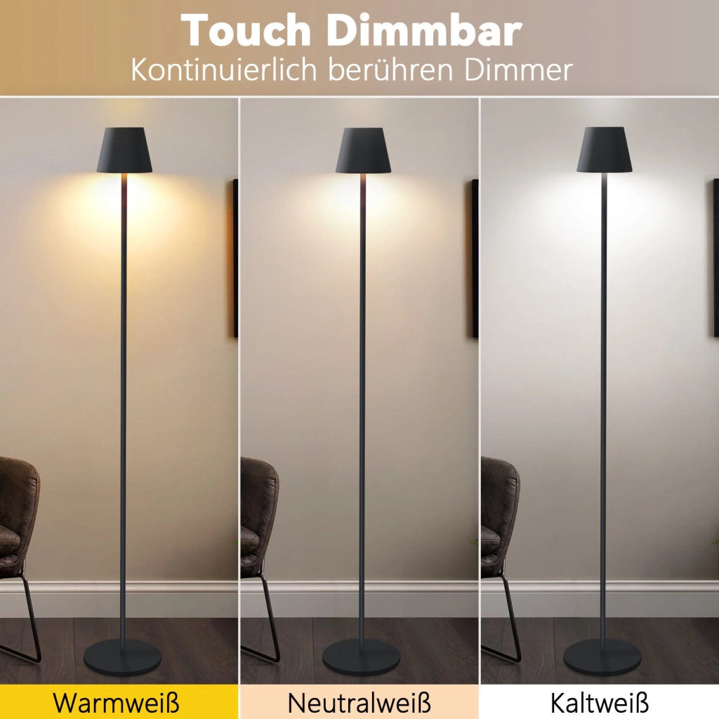 ZMH Lampada da terra LED nera dimmerabile metallo moderna senza fili 125cm