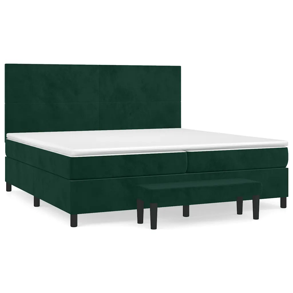 Giroletto a Molle con Materasso Verde Scuro 200x200 cm Velluto