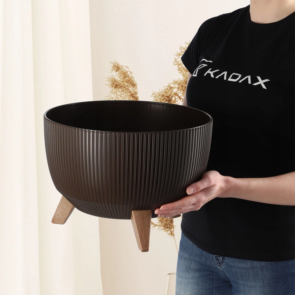 Vaso da giardino KADAX con gambe per fiori, grande ciotola rotonda da 33 cm