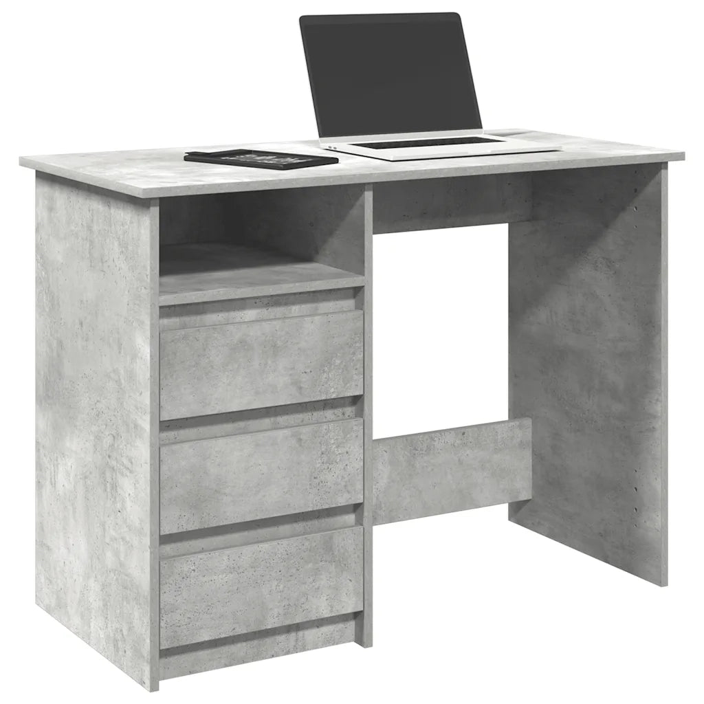 Scrivania | Tavolo da Ufficio Grigio Cemento 102x50x75 cm in Legno Multistrato