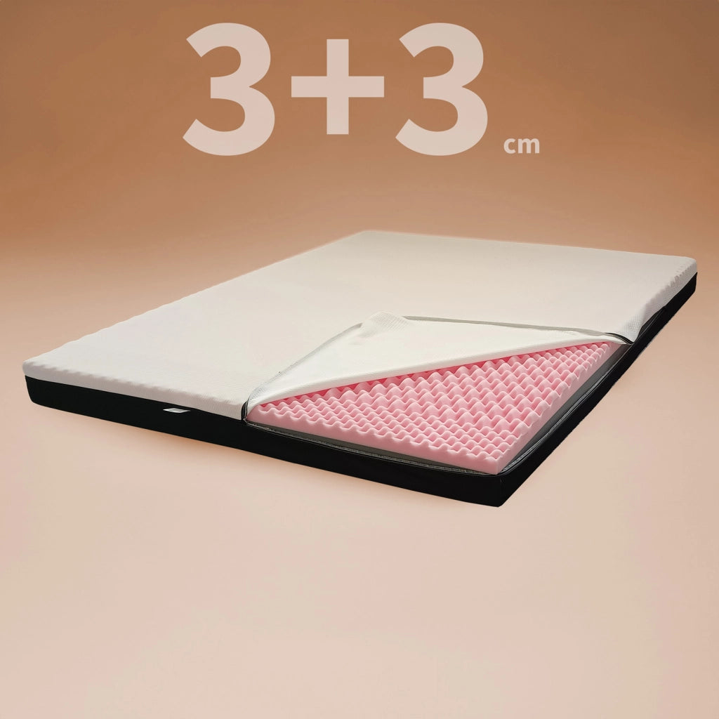 Topper MEMORY + Topper RIGIDO ORTOPEDICO ALTO 6 cm | TOPPER MEMORY e RIGIDO singolo 100X200 Cm | Materasso con tessuto SFODERABILE | Topper doppia rigiditï¿½ - MOD. FOX H6