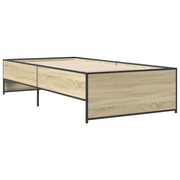 Letto singolo | Letto per adulti | Giroletto Rovere Sonoma 100x200 cm Legno Multistrato e Metallo