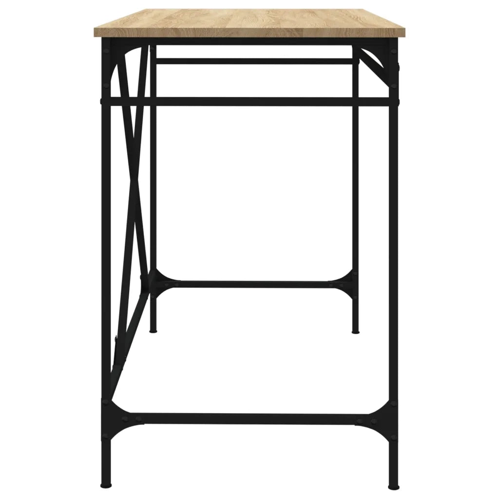 Scrivania-Scrivanie per ufficio e studio-Scrittoio Rovere Sonoma 100x50x75 cm Legno Multistrato e Ferro