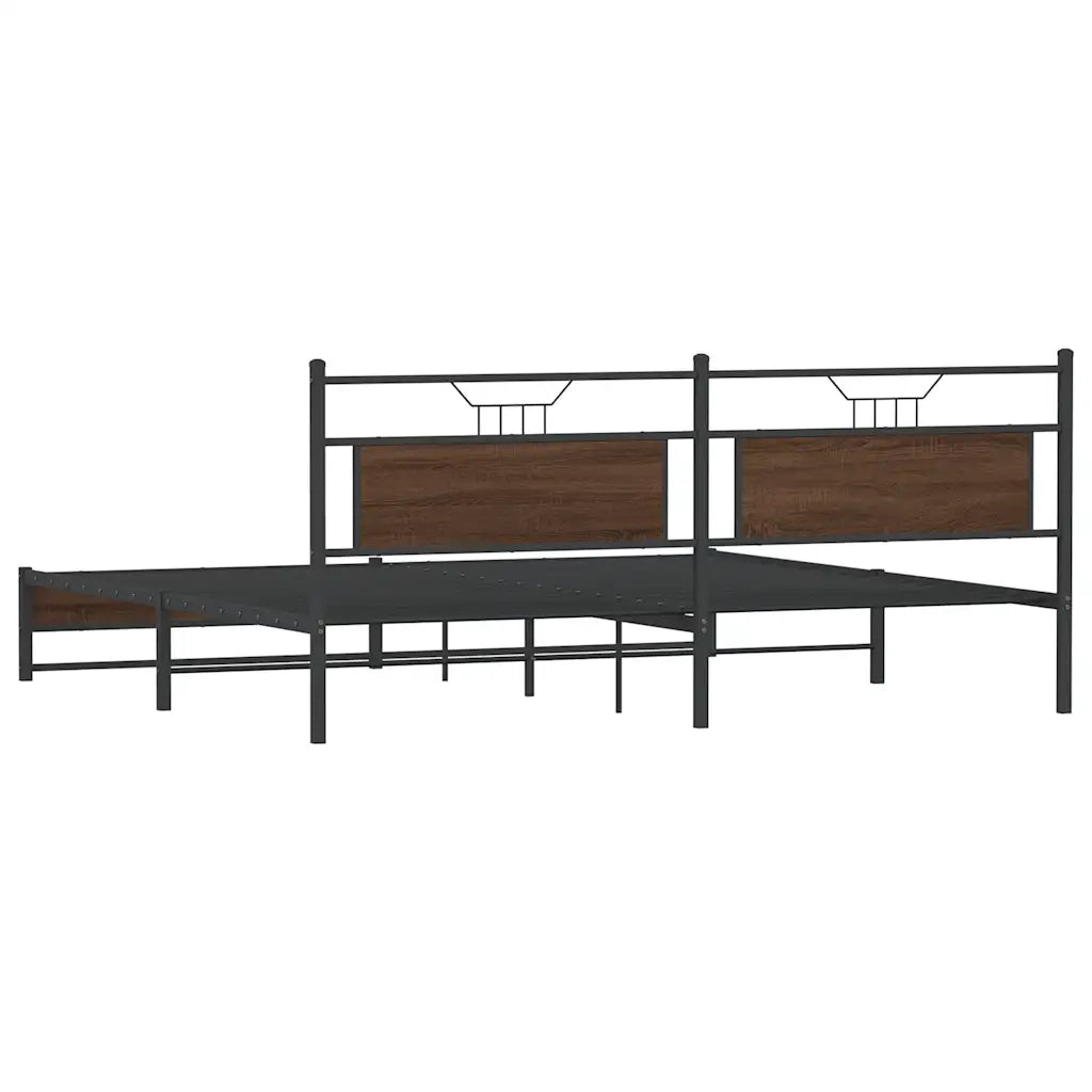 vidaXL Giroletto senza Materaso in Metallo Rovere Marrone 200x200 cm
