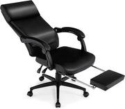 Sedia da Ufficio Girevole a 360°, Poltrona con Schienale Alto in Pelle Reclinabile, Altezza e Schienale Regolabile, Ergonomica Poggiatesta, Bracciolo e Poggiapiedi, Ruote, Portata 150 kg