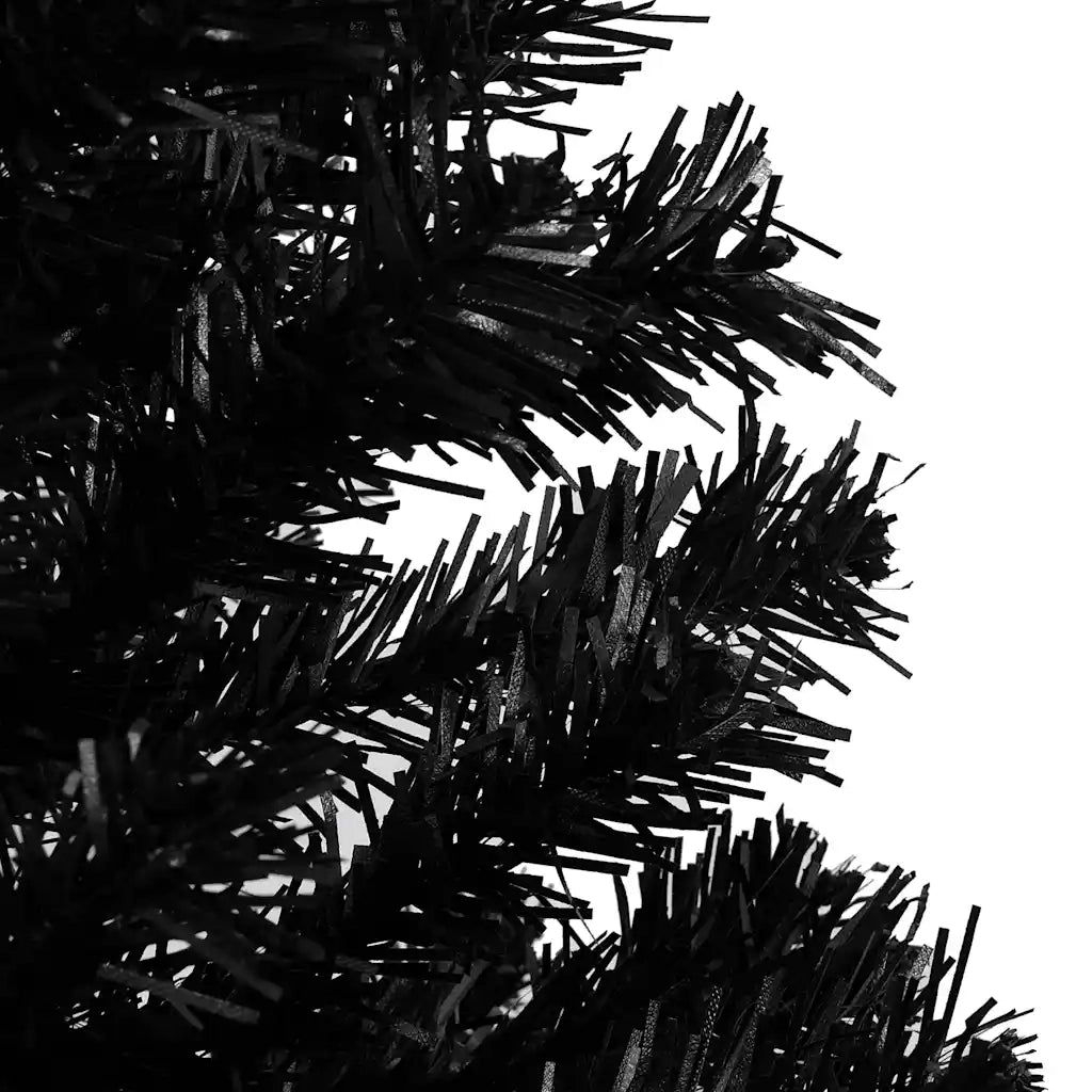Albero di Natale Preilluminato con Palline Nero 150 cm PVC 3077589