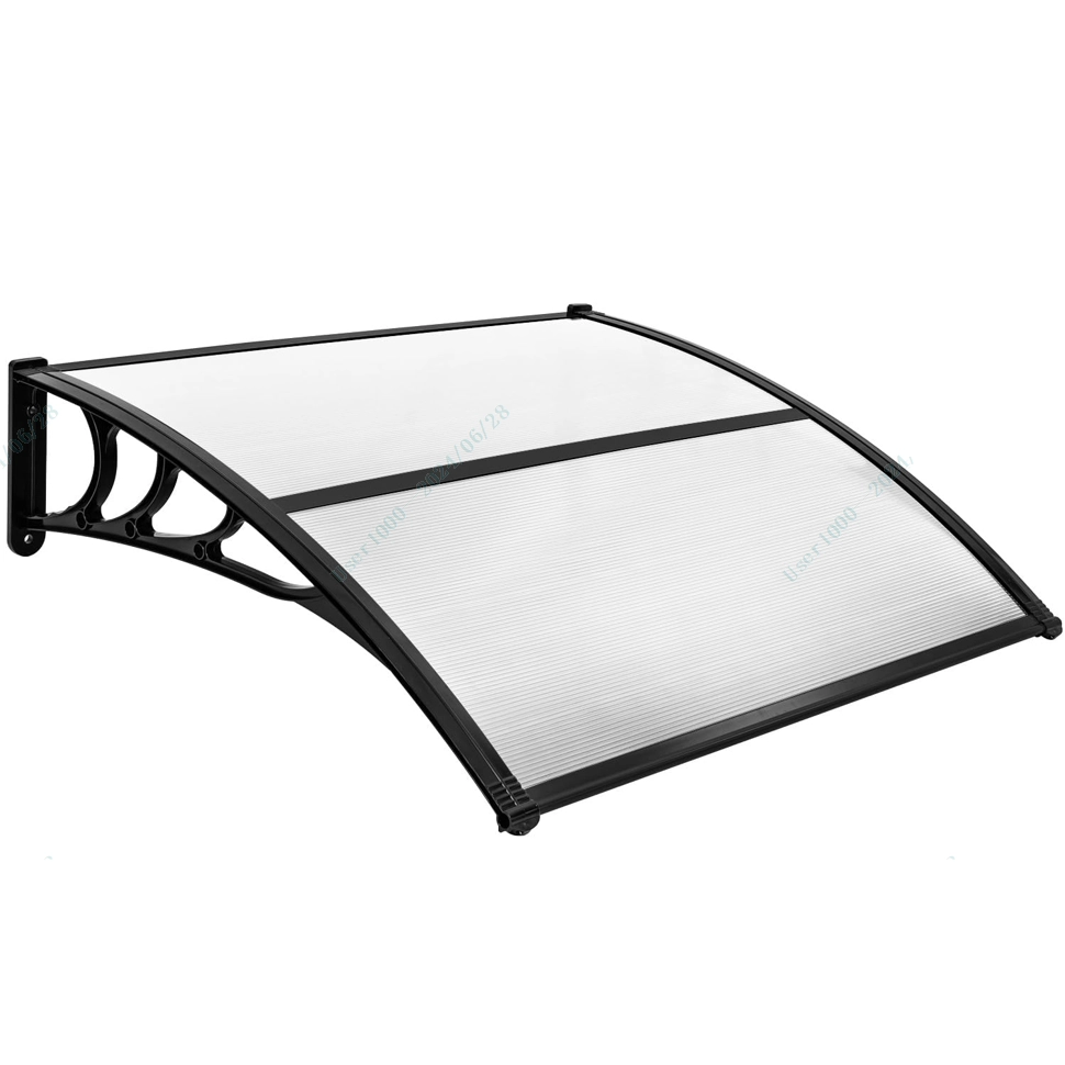 Tettoia per porta finestra a scorrimento da 102x99cm, Tettoia da esterno per protezione da sole pioggia neve Grigio-Tende parasole