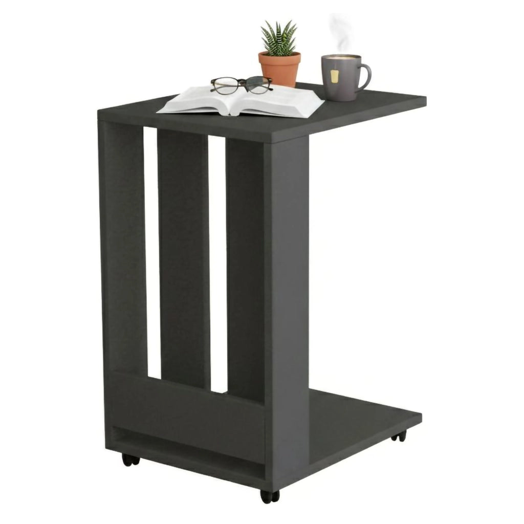 Tavolino da salotto Kyant, Tavolo basso da caffè, Portariviste per divano, Ripiano da soggiorno, 37x45h60 cm, Antracite