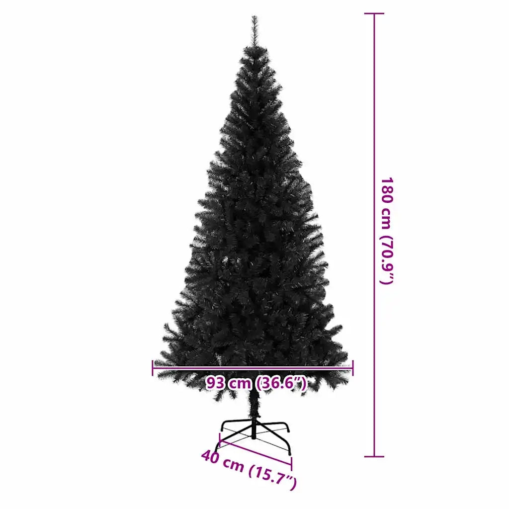Albero di Natale con 300 LED con supporto Nero 180 cm PVC