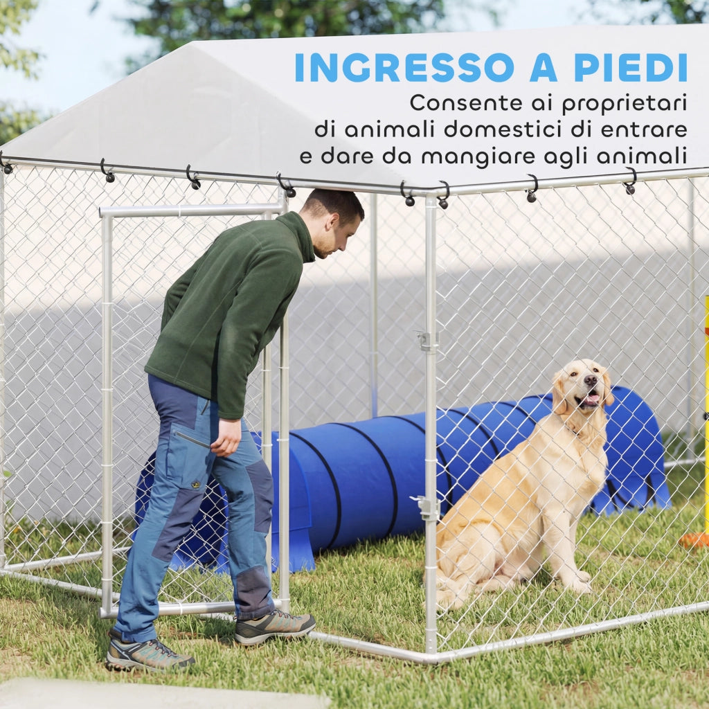 Recinto per Cani da Esterno con Rete ¨C zephmum ¨C Acciaio Zincato Argento 600x230x200 cm