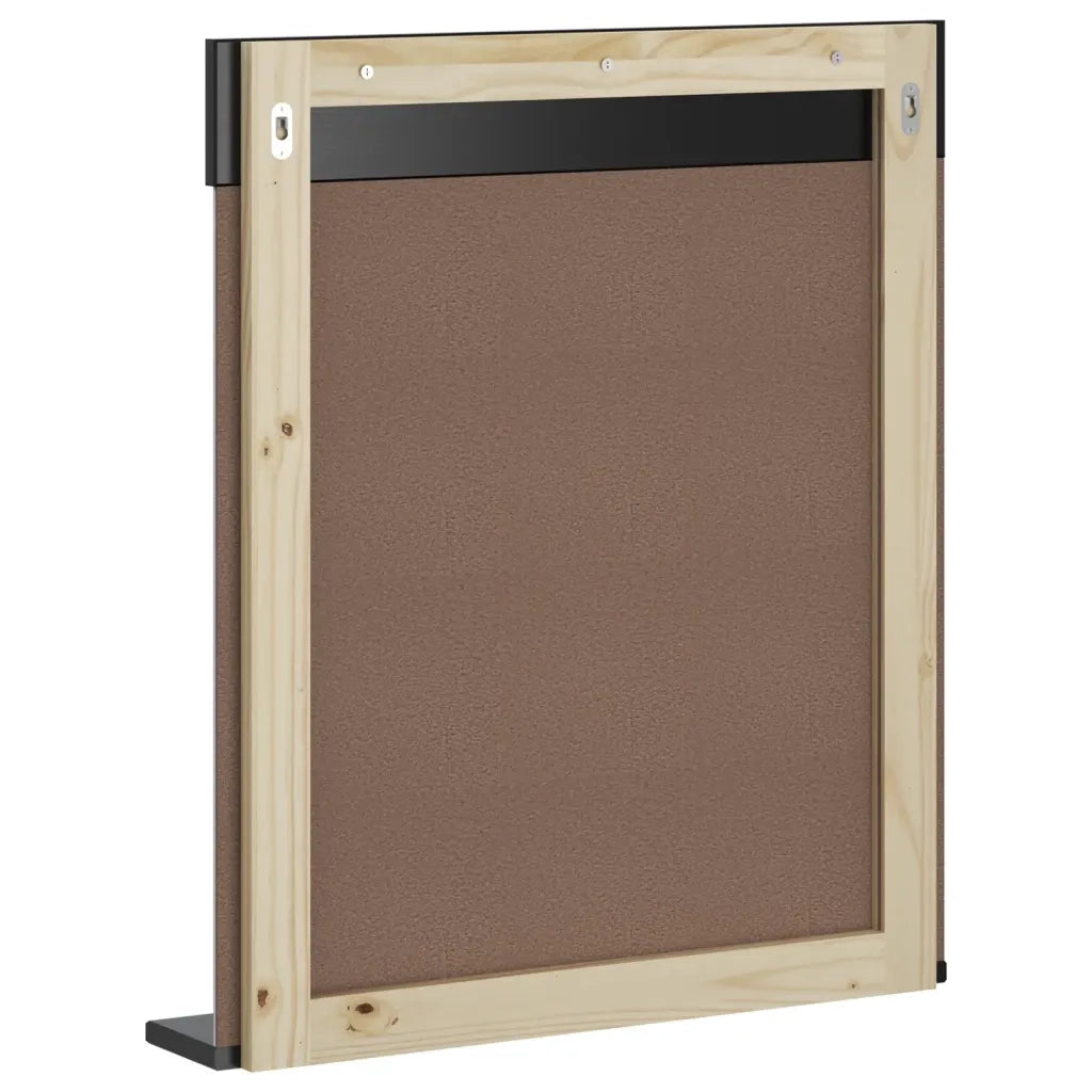 Specchio Bagno e Ripiano BERG Nero 60x12x70 cm Legno Massello