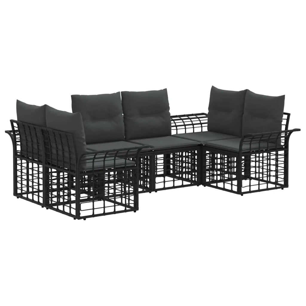 Set di divani da esterno 6 pcs Nero e Grigio scuro Poliestere 3437753