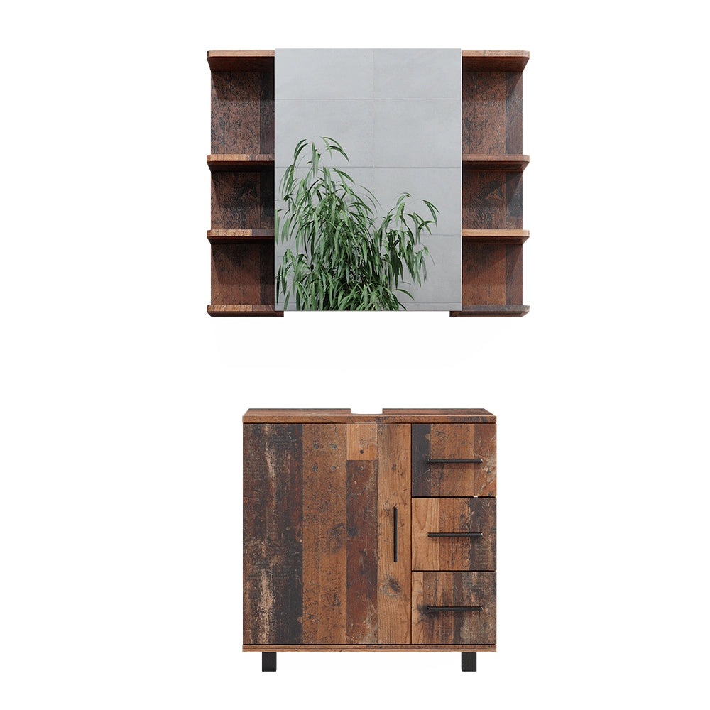Vicco Set di mobili da bagno Rovere rustico 2 parti
