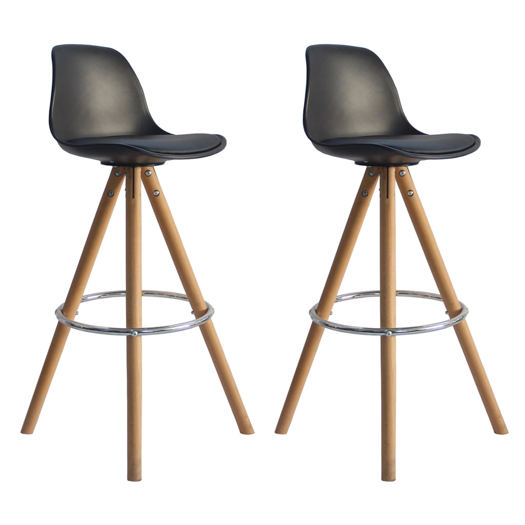 Set di 2 sgabelli scandinavi TOBIAS neri con cuscino