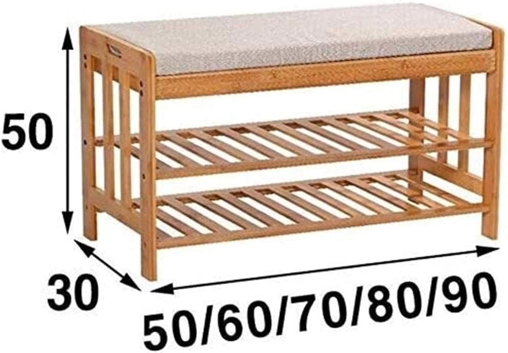 scarpiera Scarpiera per la casa Scarpiera Scarpiera in Legno Scarpiera a 2 Piani con ripiano per Scarpe con Sedile Imbottito Scatola per Scarpe (Dimensioni : 50 X 30 X 50 cm)