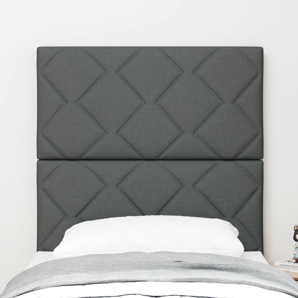 Testiera Design a Blocchi di Diamante Grigia Scura 80 cm in Tessuto
