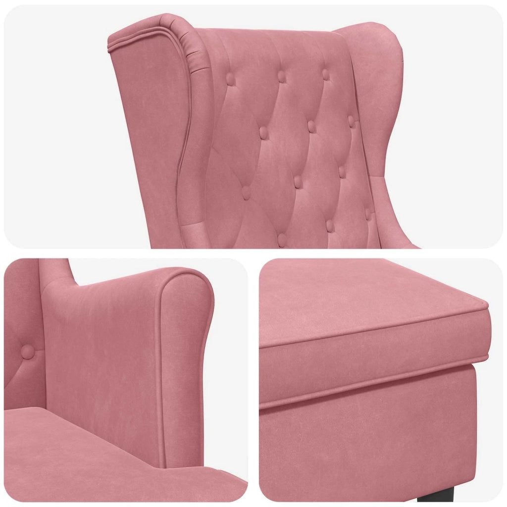 Poltrona con Ottomano 2 pz Rosa Velluto 3418822