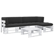 Set di mobili da giardino set di mobili da esterno in pallet 4 pezzi e cuscini in pino impregnato bianco 02_0018382