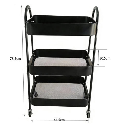 Carrello Portaoggetti 3 Ripiani in Acciaio con Ruote ¨C MINIMAL ¨C Metallo, Struttura Industriale