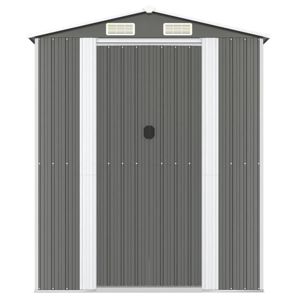 Casetta da giardino cabina ripostiglio capanno da esterno capanno per attrezzi robusta colore chiaro 192 x 523 x 223 cm acciaio zincato grigio 02_0022259